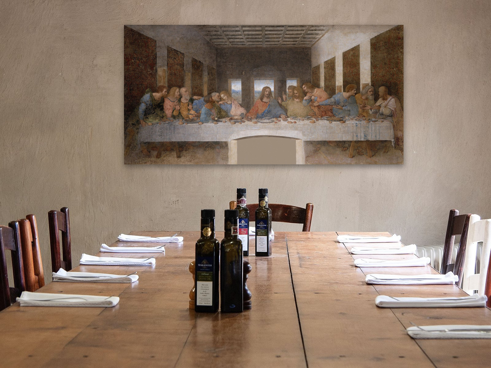 The Last Supper, printed and hung in a room