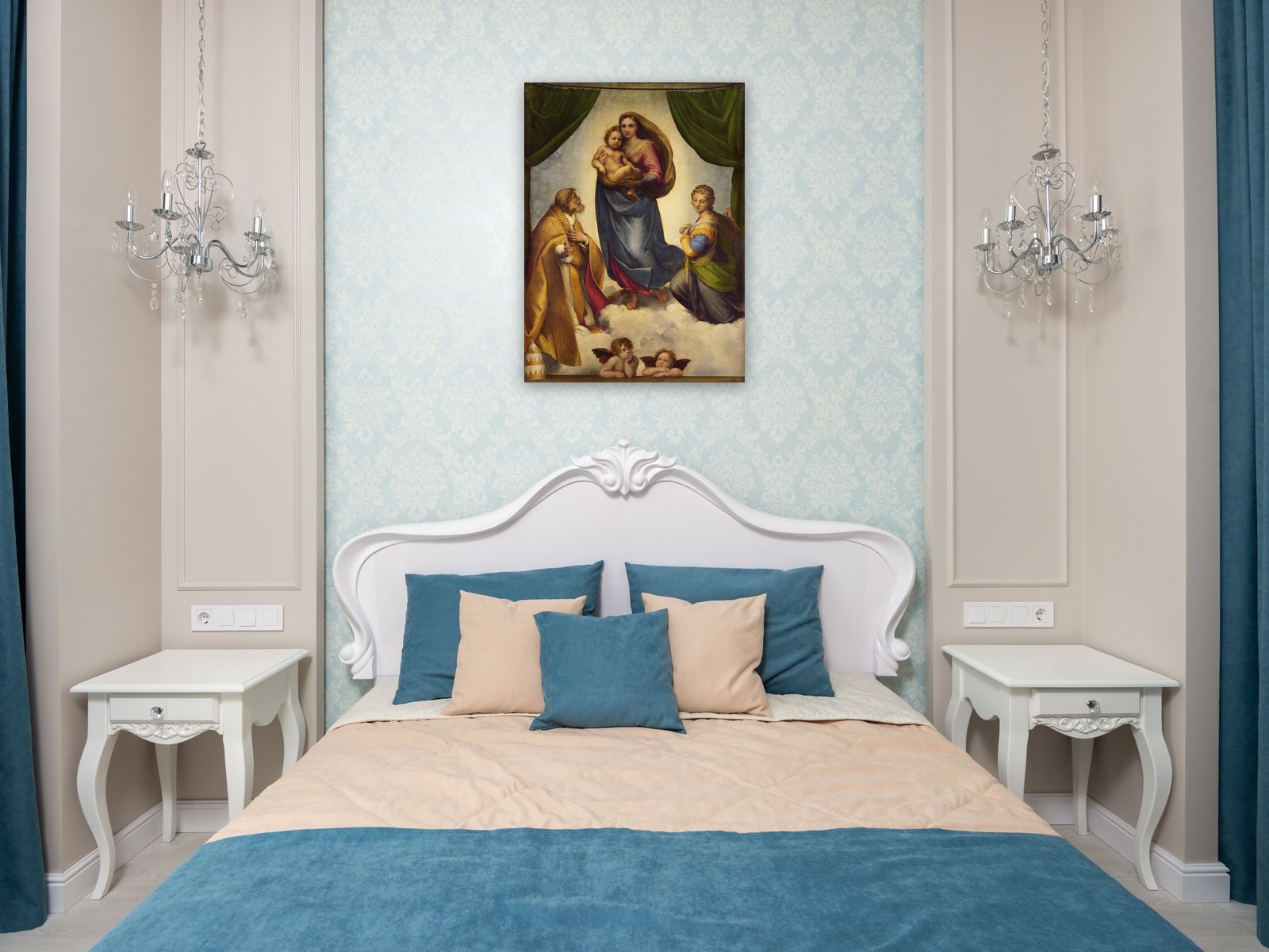 The Sistine Madonna, printed and hung in a room