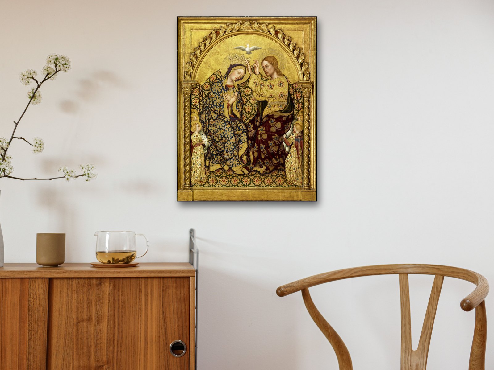 Coronation of the Virgin, printed and hung in a room