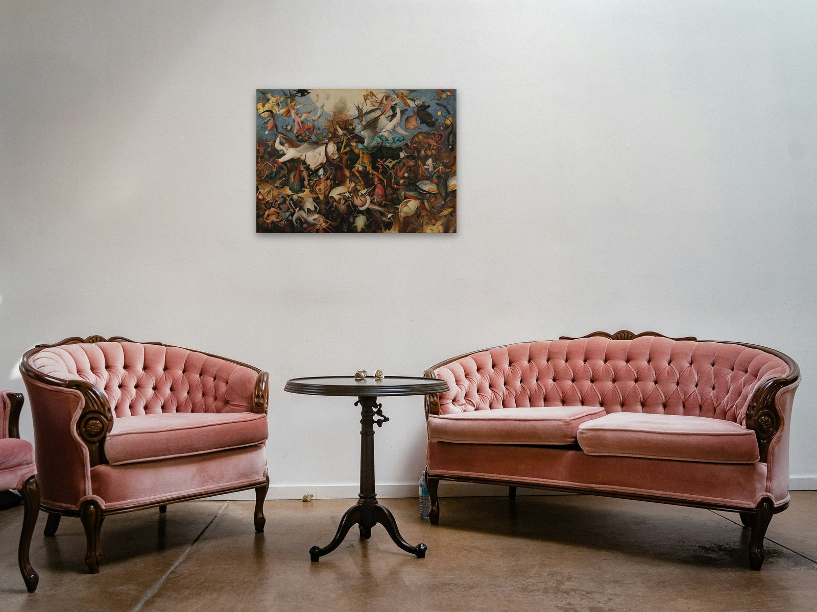 The Fall of the Rebel Angels, printed and hung in a room