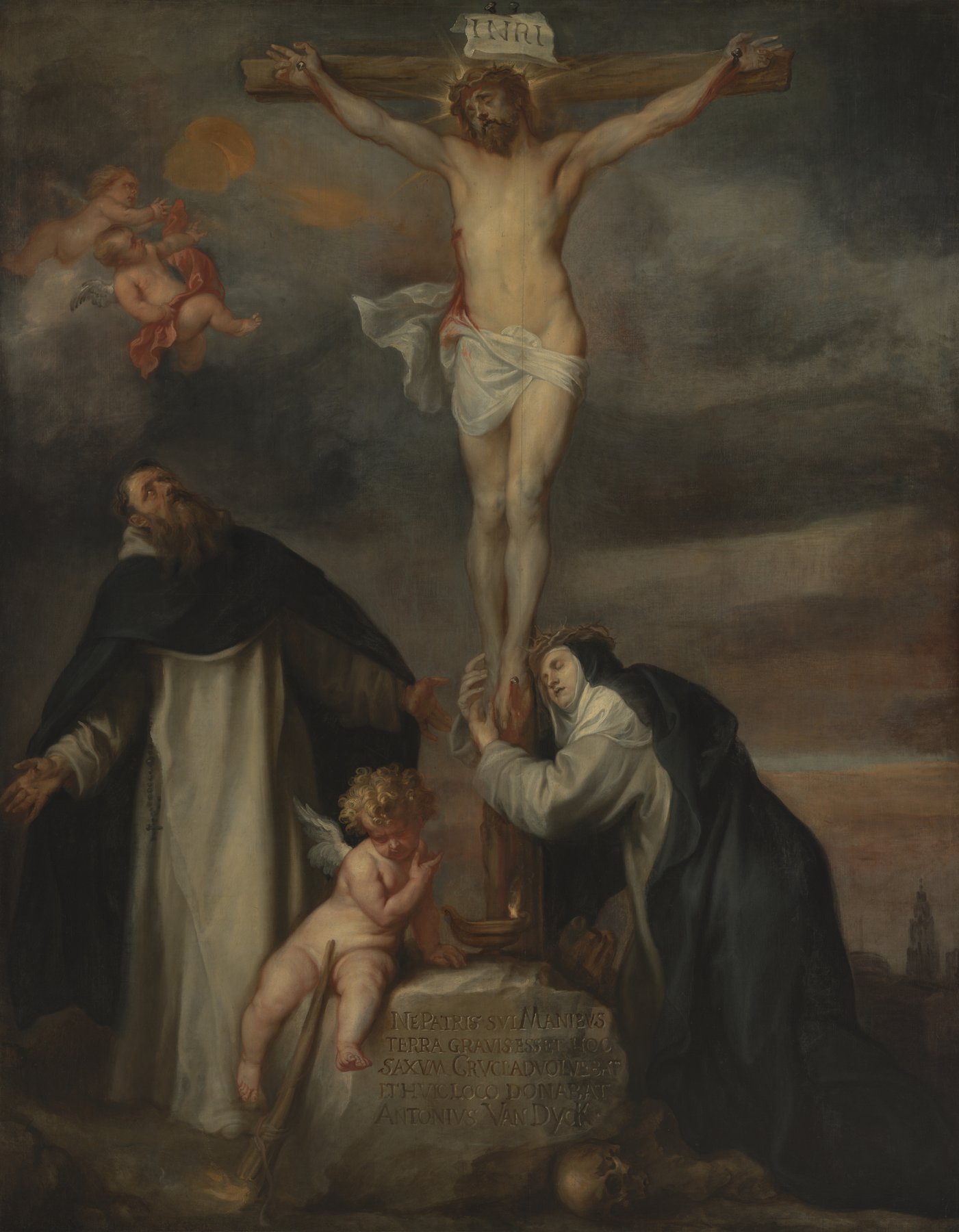 Christ on the Cross with Saints Catherine of Siena and Dominic and an Angel by Anthony van Dyck, 1622–1627, KMSKA, Antwerp