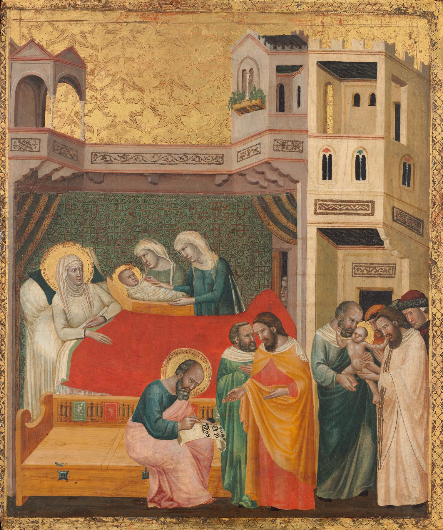 The Birth, Naming, and Circumcision of Saint John the Baptist by Giovanni Baronzio, c. 1335, National Gallery of Art, Washington