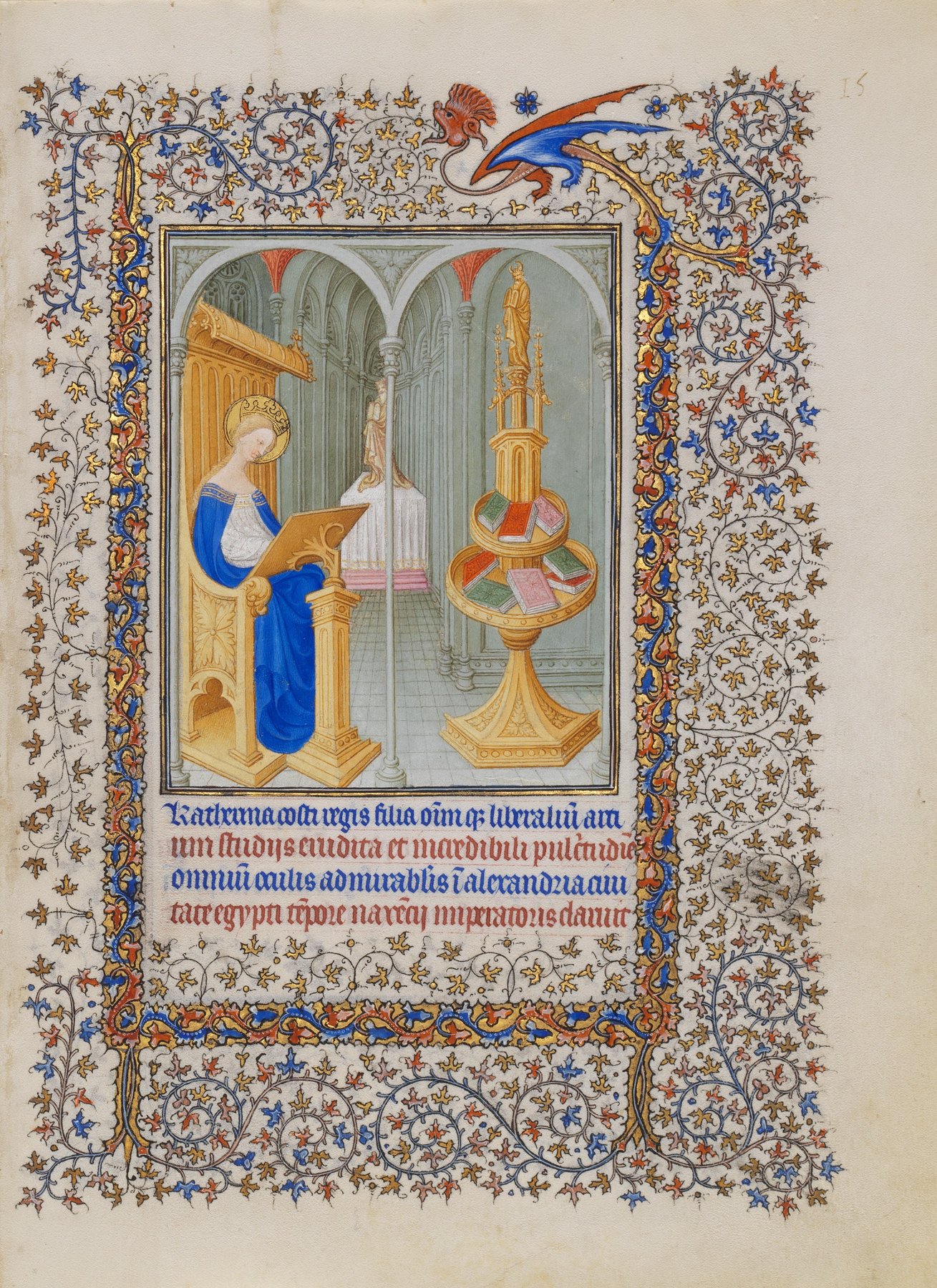 Saint Catherine in her Study by The Limbourg Brothers, 1405–1408/9, The Metropolitan Museum of Art, The Cloisters