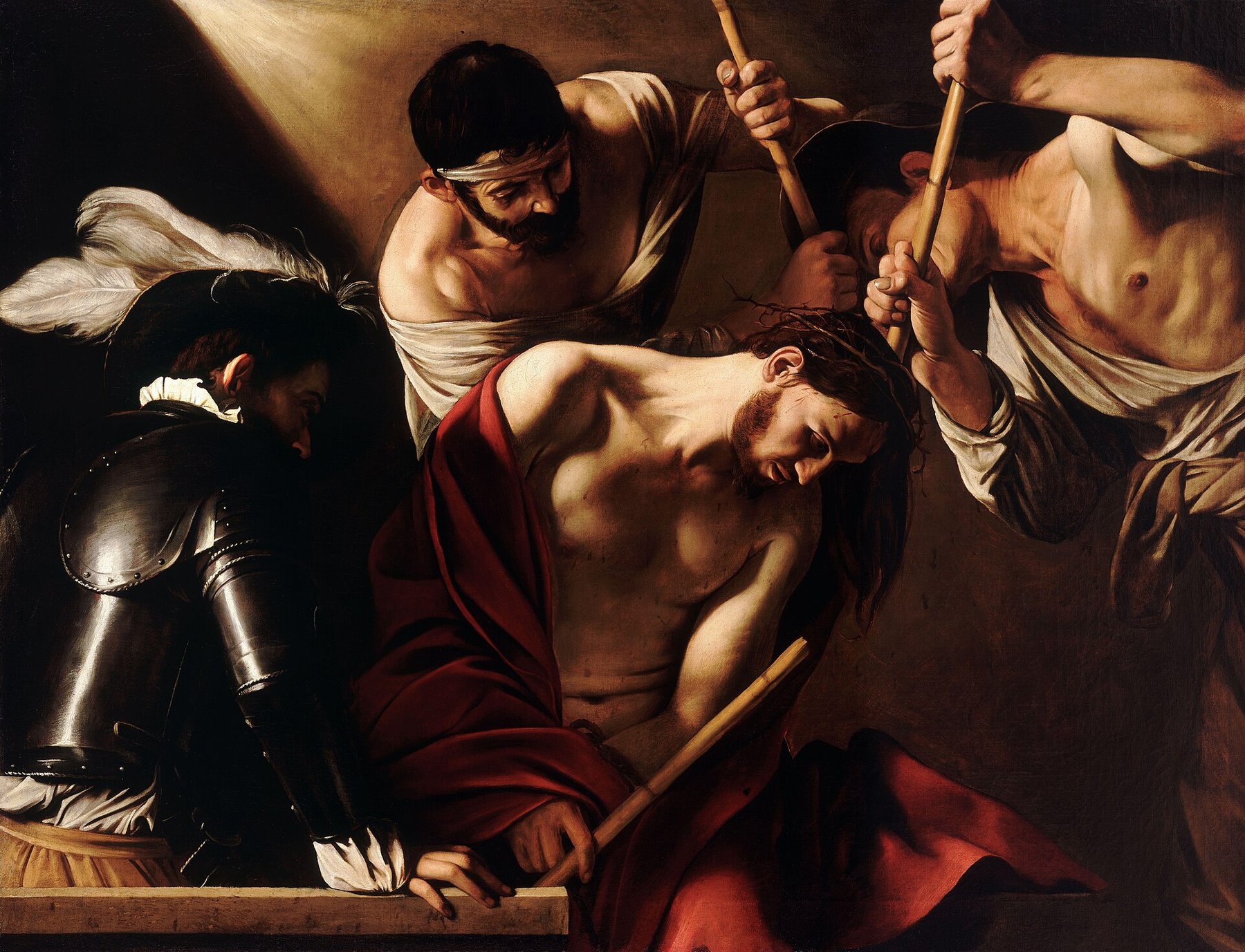 The Crowning with Thorns by Caravaggio, c. 1603, Kunsthistorisches Museum, Vienna