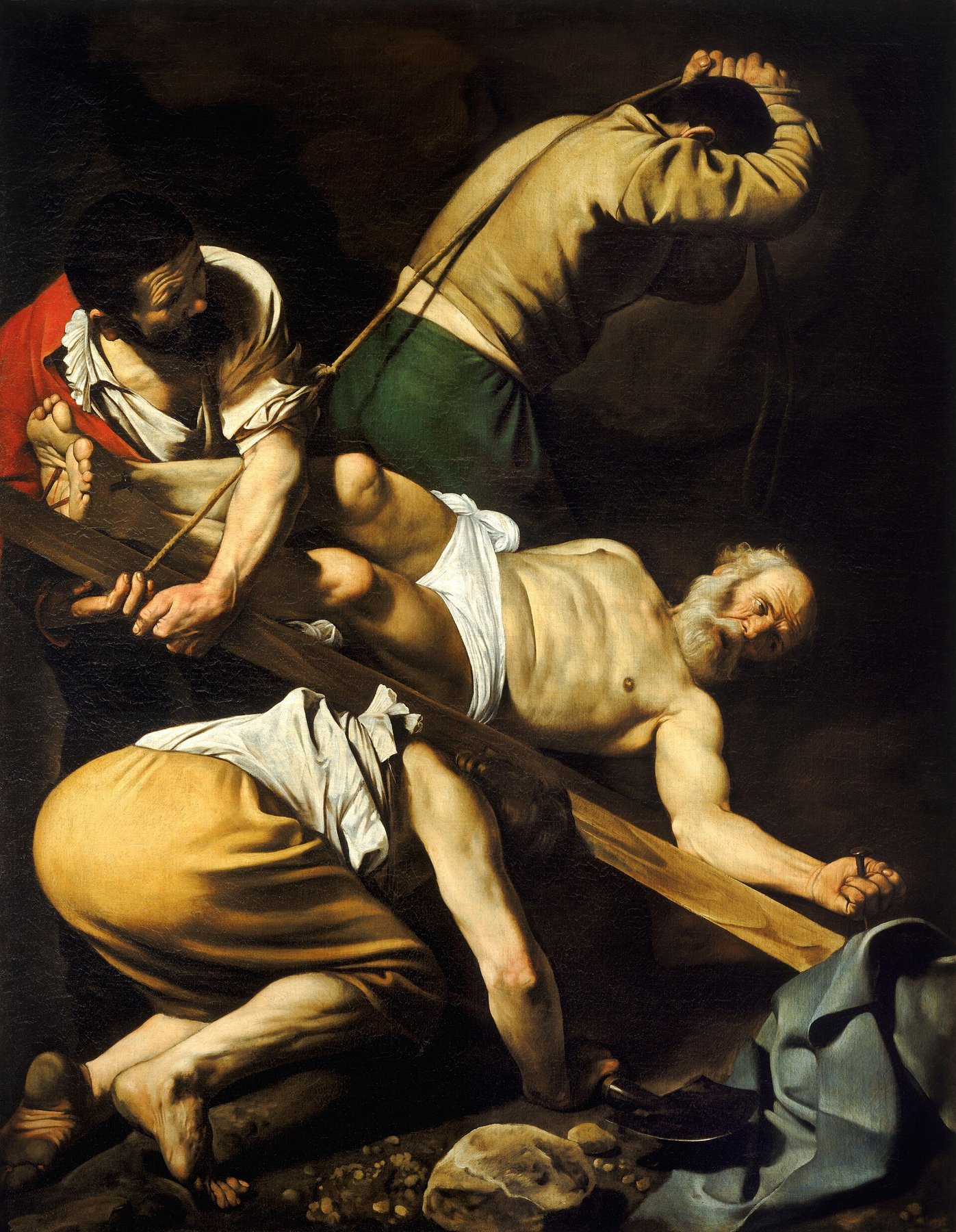 The Crucifixion of St Peter by Caravaggio, 1601, Santa Maria del Popolo, Rome