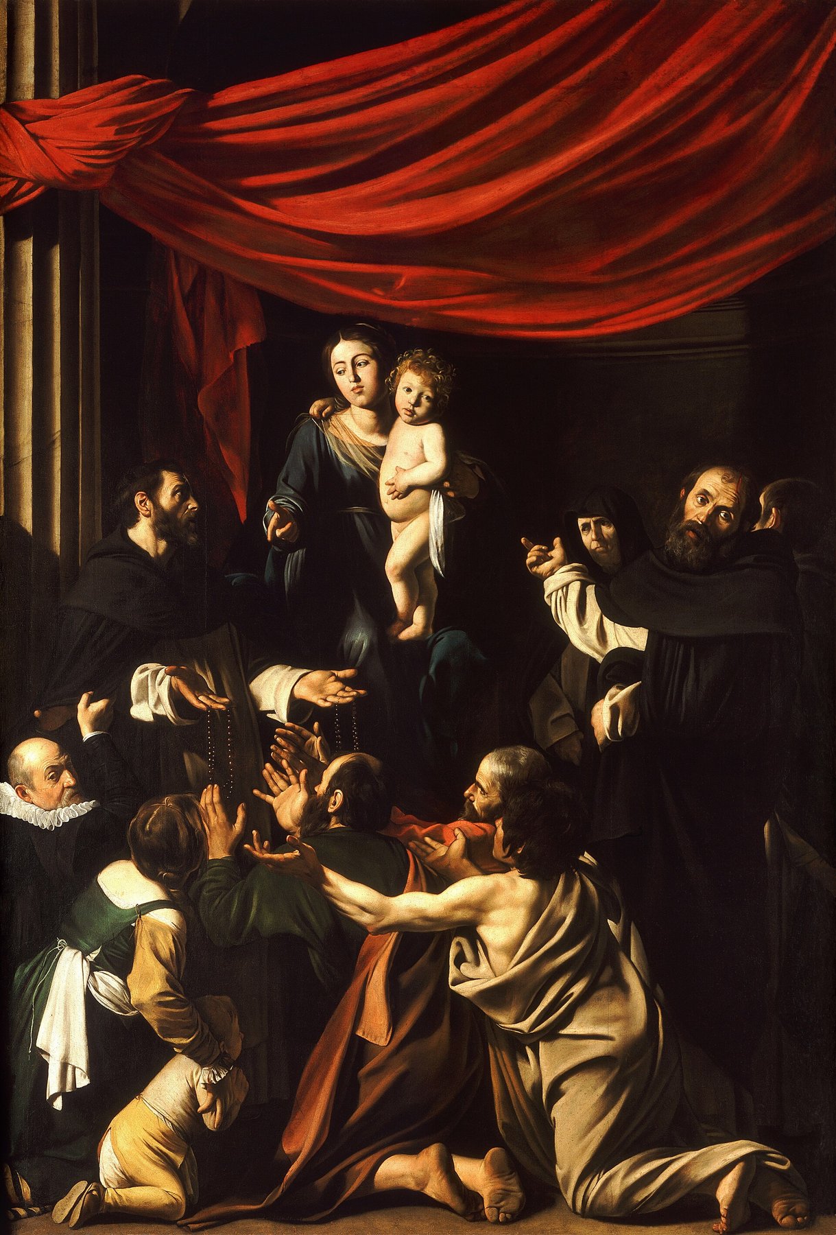 The Madonna of the Rosary by Caravaggio, c. 1603, Kunsthistorisches Museum, Vienna