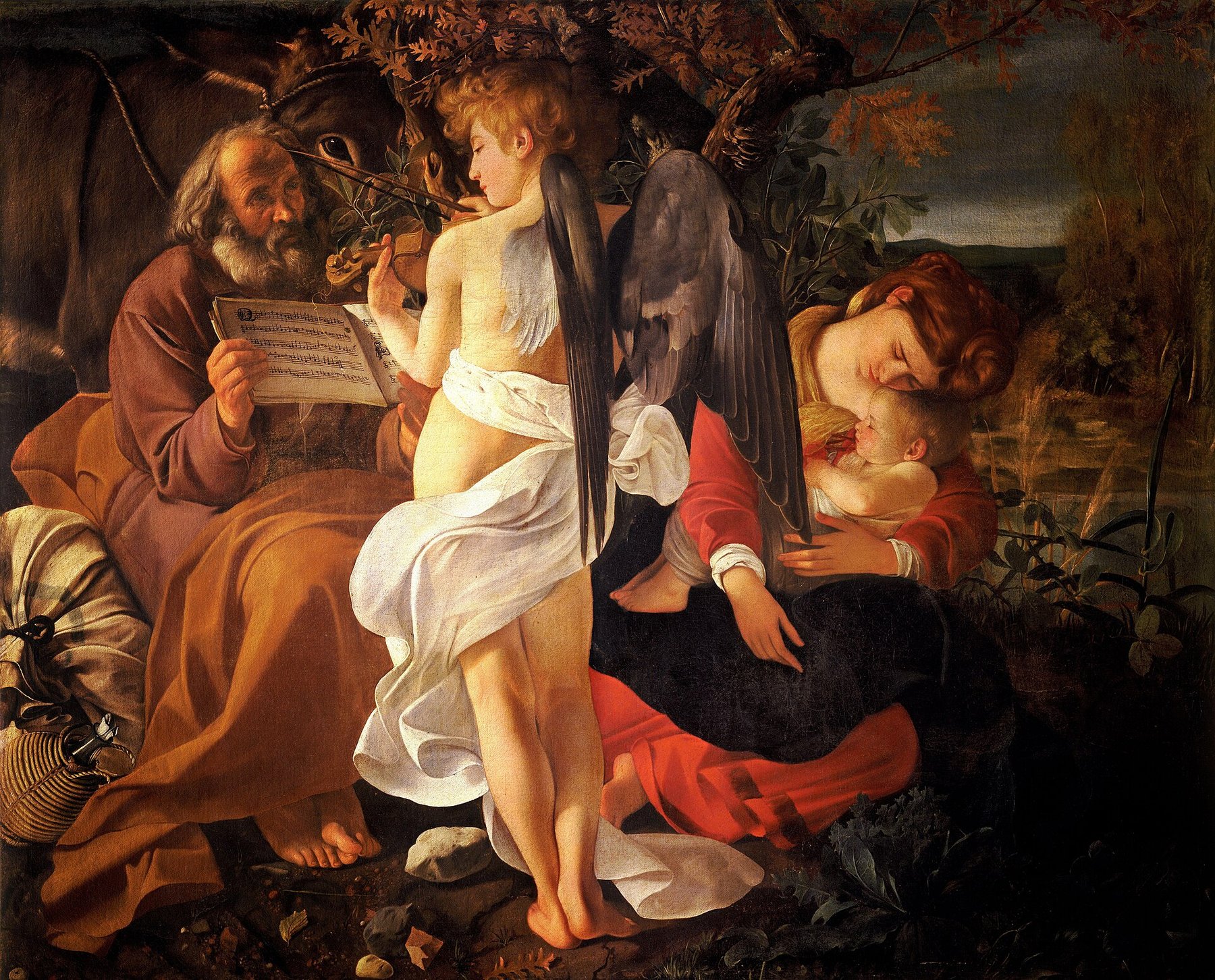 Rest on the Flight into Egypt by Caravaggio, c. 1597, Galleria Doria Pamphilj, Rome