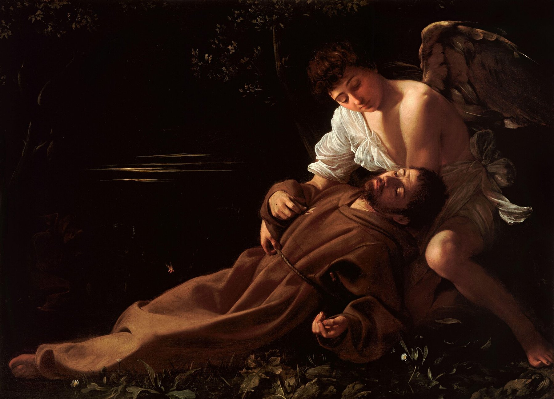 Saint Francis of Assisi in Ecstasy by Caravaggio, c. 1595, Wadsworth Atheneum, Hartford