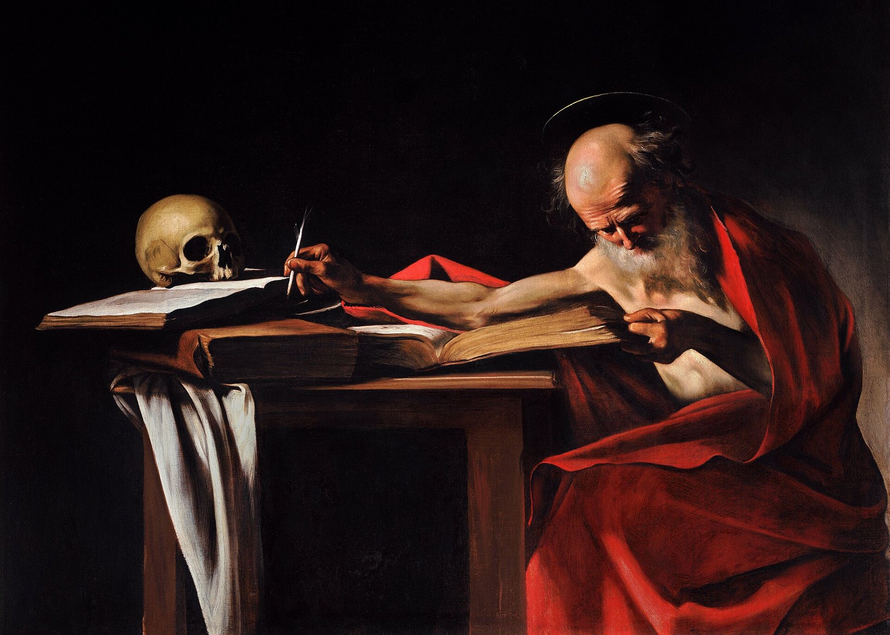 Saint Jerome Writing by Caravaggio, c. 1606, Galleria Borghese, Rome