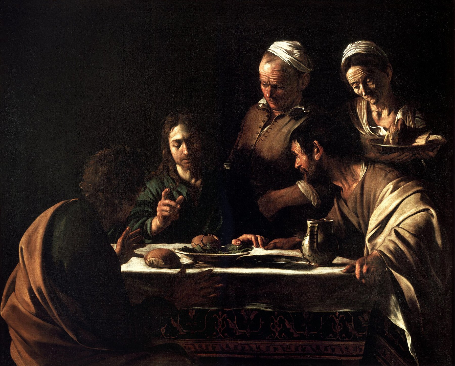 Supper at Emmaus (Brera) by Caravaggio, 1606, Pinacoteca di Brera, Milan