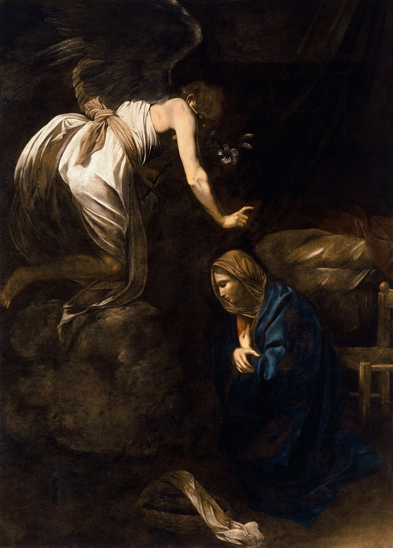 The Annunciation by Caravaggio, c. 1608, Musée des Beaux-Arts, Nancy