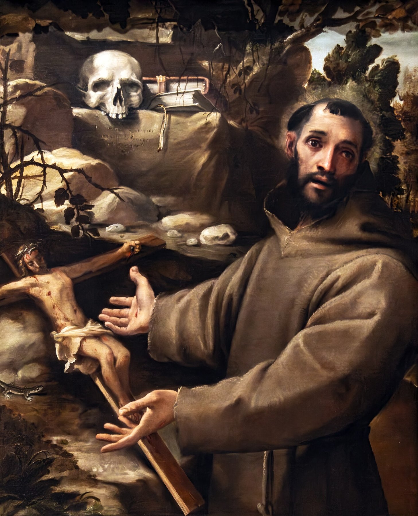 Saint Francis in Meditation by Annibale Carracci, 1585–1590, Gallerie dell'Accademia, Venice