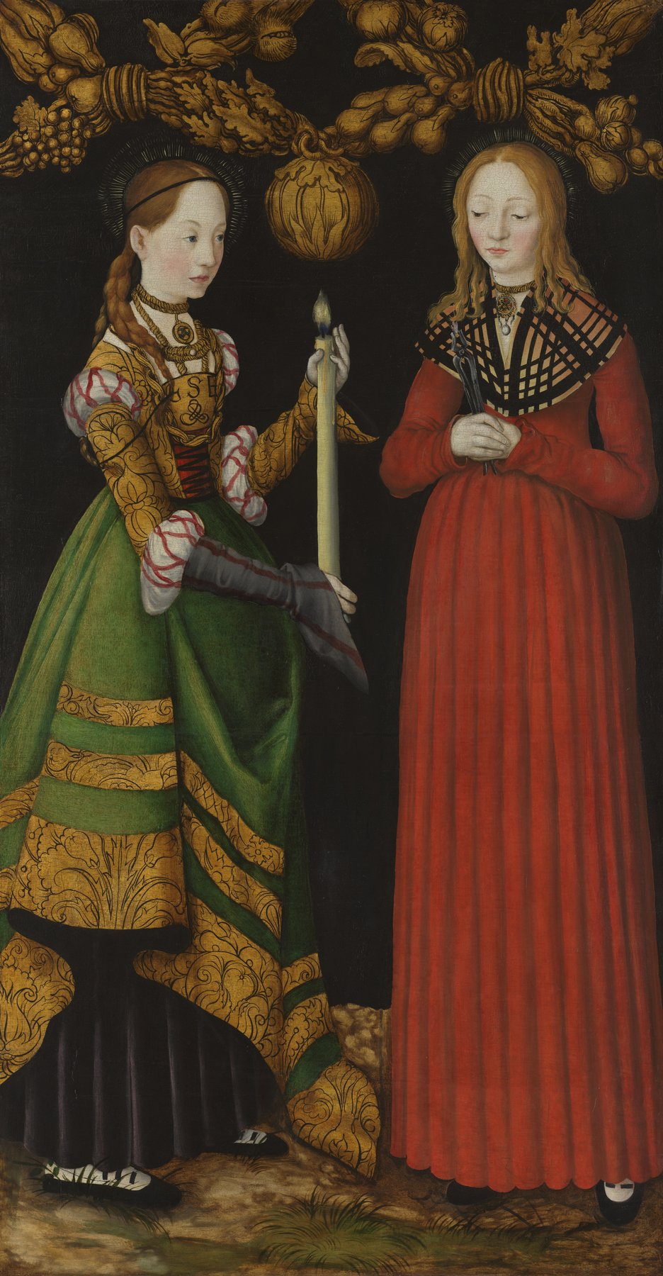 Saints Genevieve and Apollonia (St Catherine Altarpiece) by Lucas Cranach the Elder, 1506, The National Gallery, London
