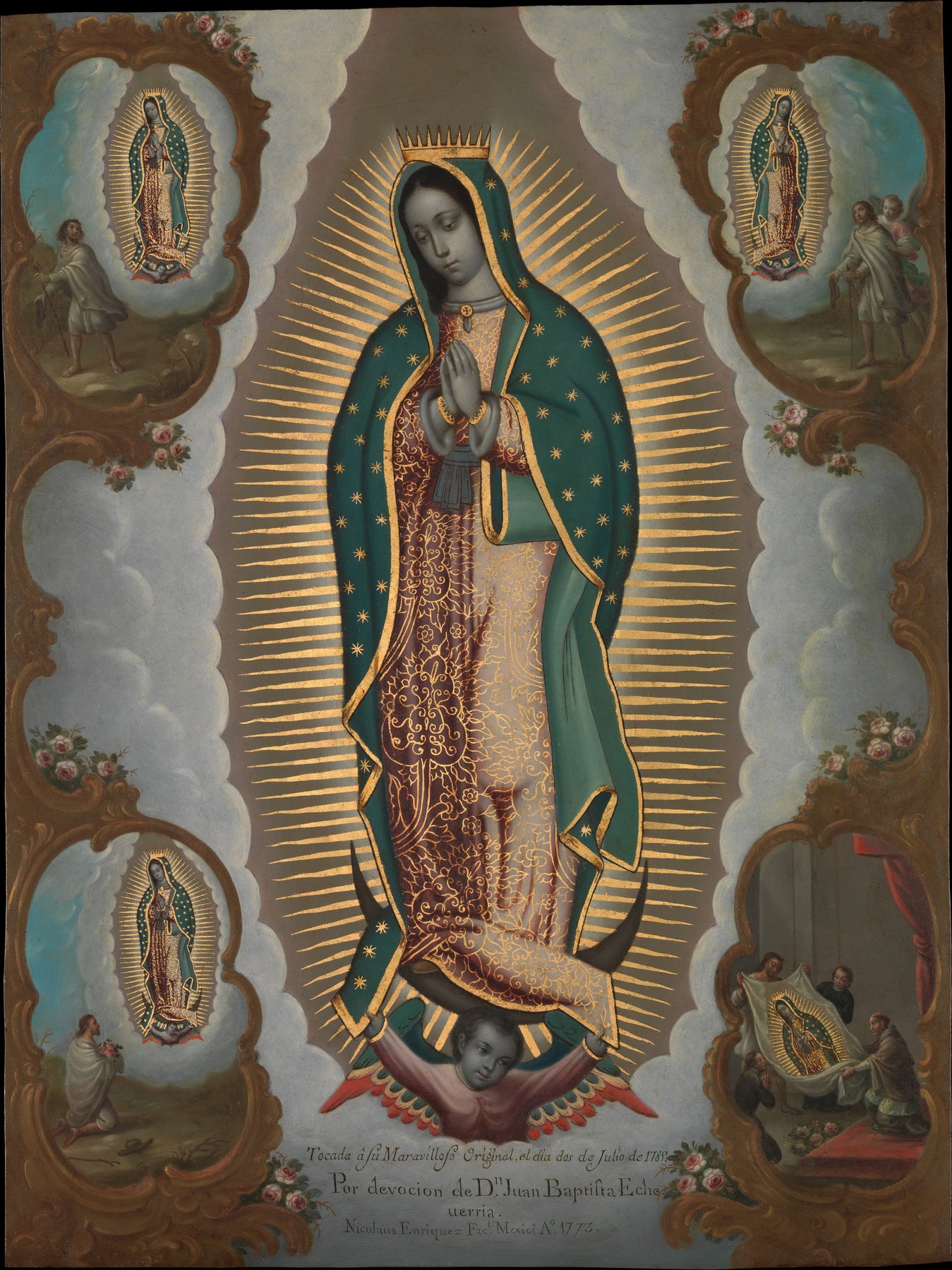 The Virgin of Guadalupe with the Four Apparitions by Nicolás Enríquez, 1773, The Metropolitan Museum of Art, New York