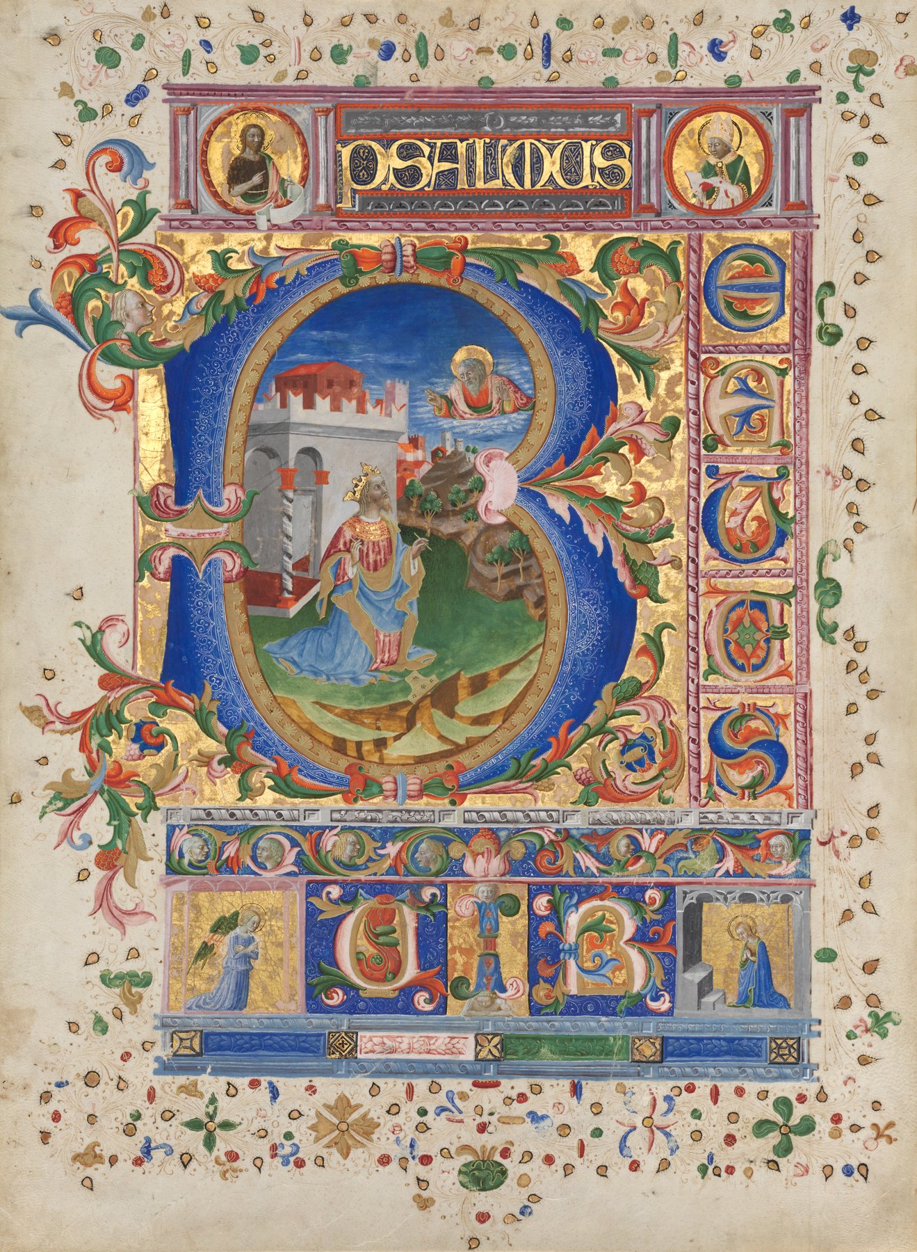 Initial B with King David (Leaf from a Psalter) by Florentine illuminator, c. 1450, Cleveland Museum of Art