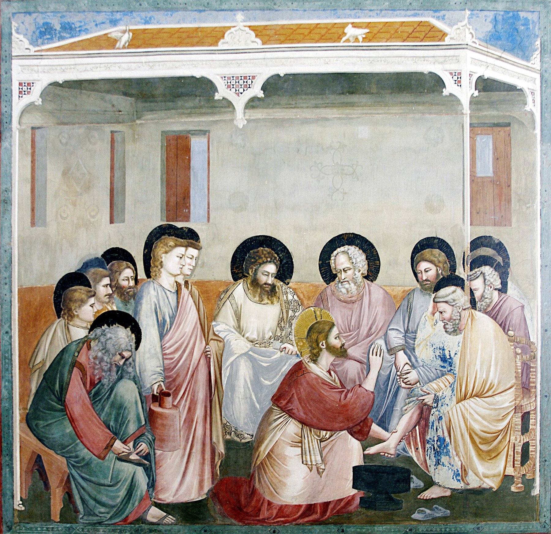 Scrovegni Chapel: Washing of the Feet by Giotto di Bondone, c. 1303–05, Cappella degli Scrovegni (Arena Chapel), Musei Civici di Padova