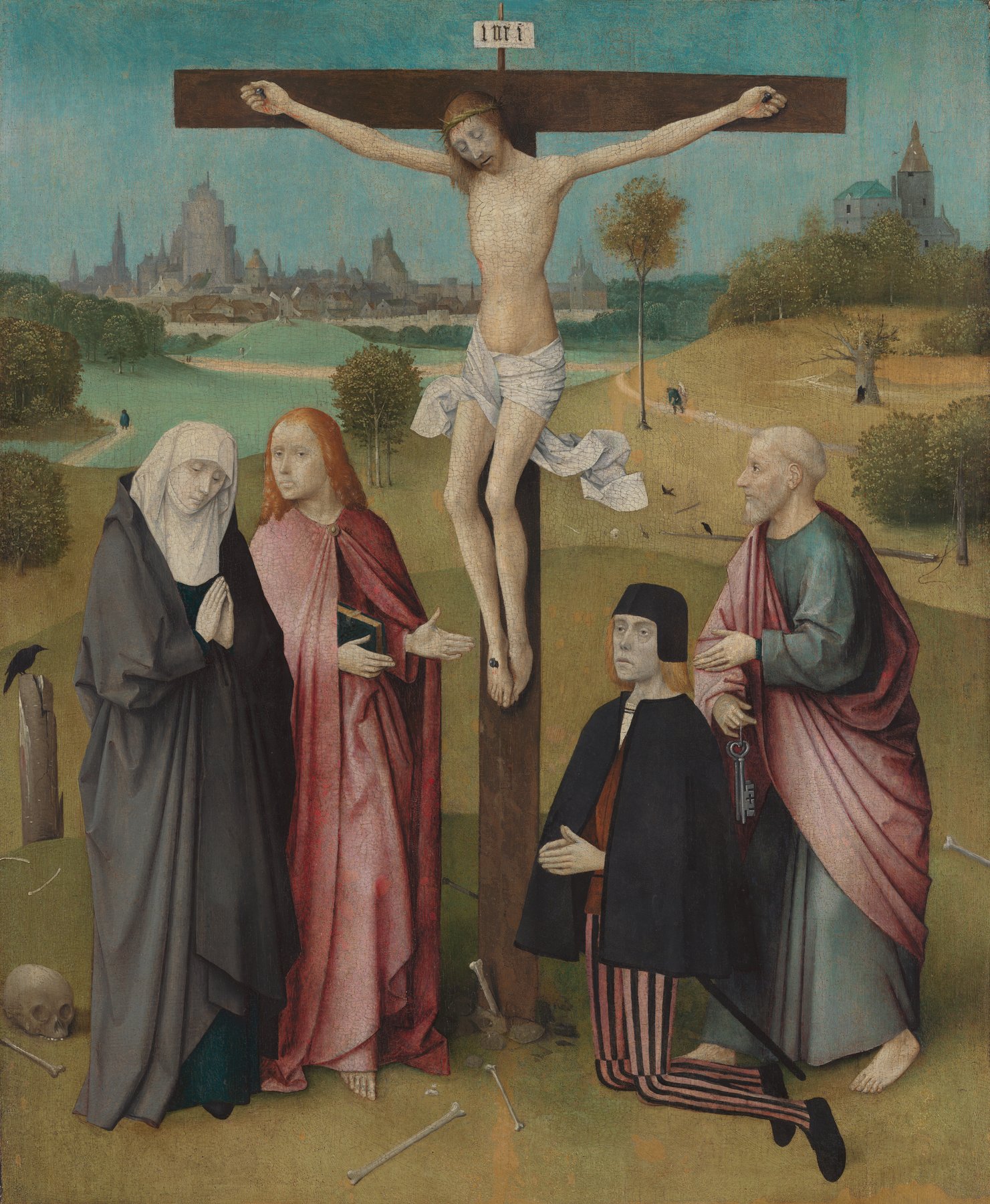 Crucifixion with a Donor by Hieronymus Bosch, c. 1495–1505, Royal Museums of Fine Arts of Belgium, Brussels