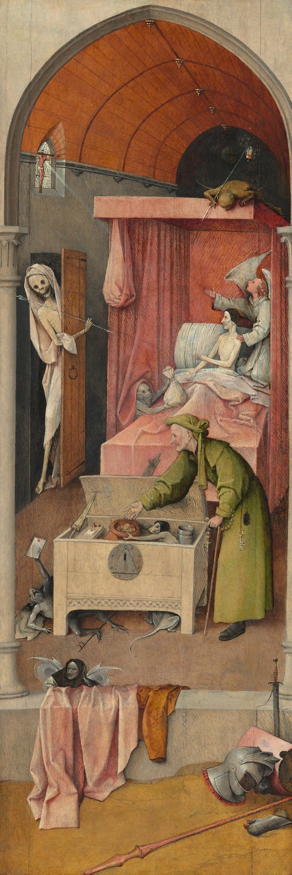 Death and the Miser by Hieronymus Bosch, c. 1485–1490, National Gallery of Art, Washington