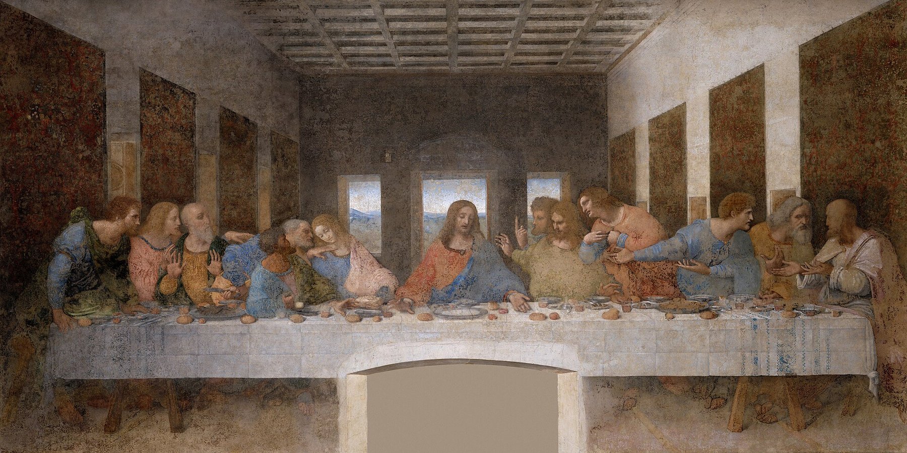The Last Supper by Leonardo da Vinci, 1495–1498, Santa Maria delle Grazie, Milan