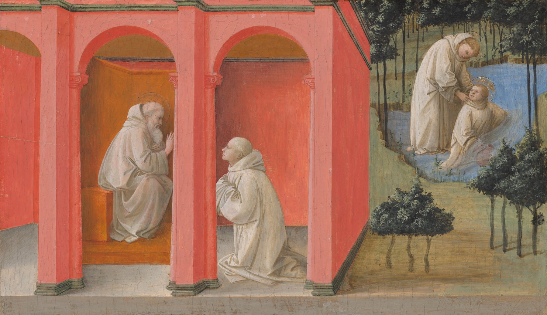 Saint Benedict Orders Saint Maurus to the Rescue of Saint Placidus by Fra Filippo Lippi, c. 1445/1450, National Gallery of Art, Washington