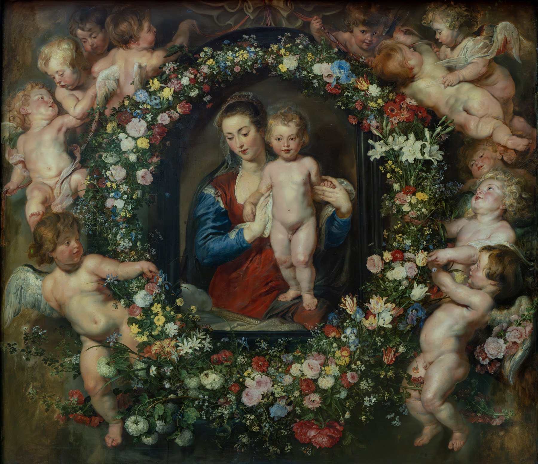 Madonna in a Garland of Flowers — Peter Paul Rubens and Jan Brueghel the Elder