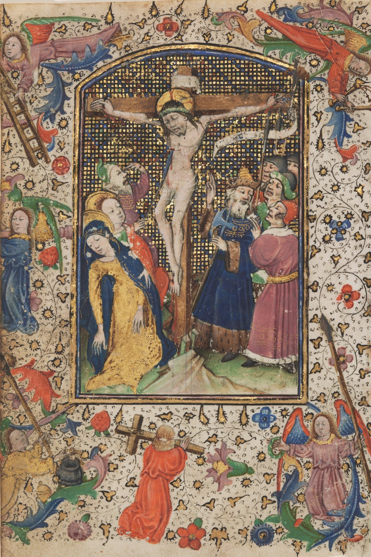 The Crucifixion (Leaf from a Book of Hours) by Master of Guillebert de Mets and Workshop, 1430s, Cleveland Museum of Art