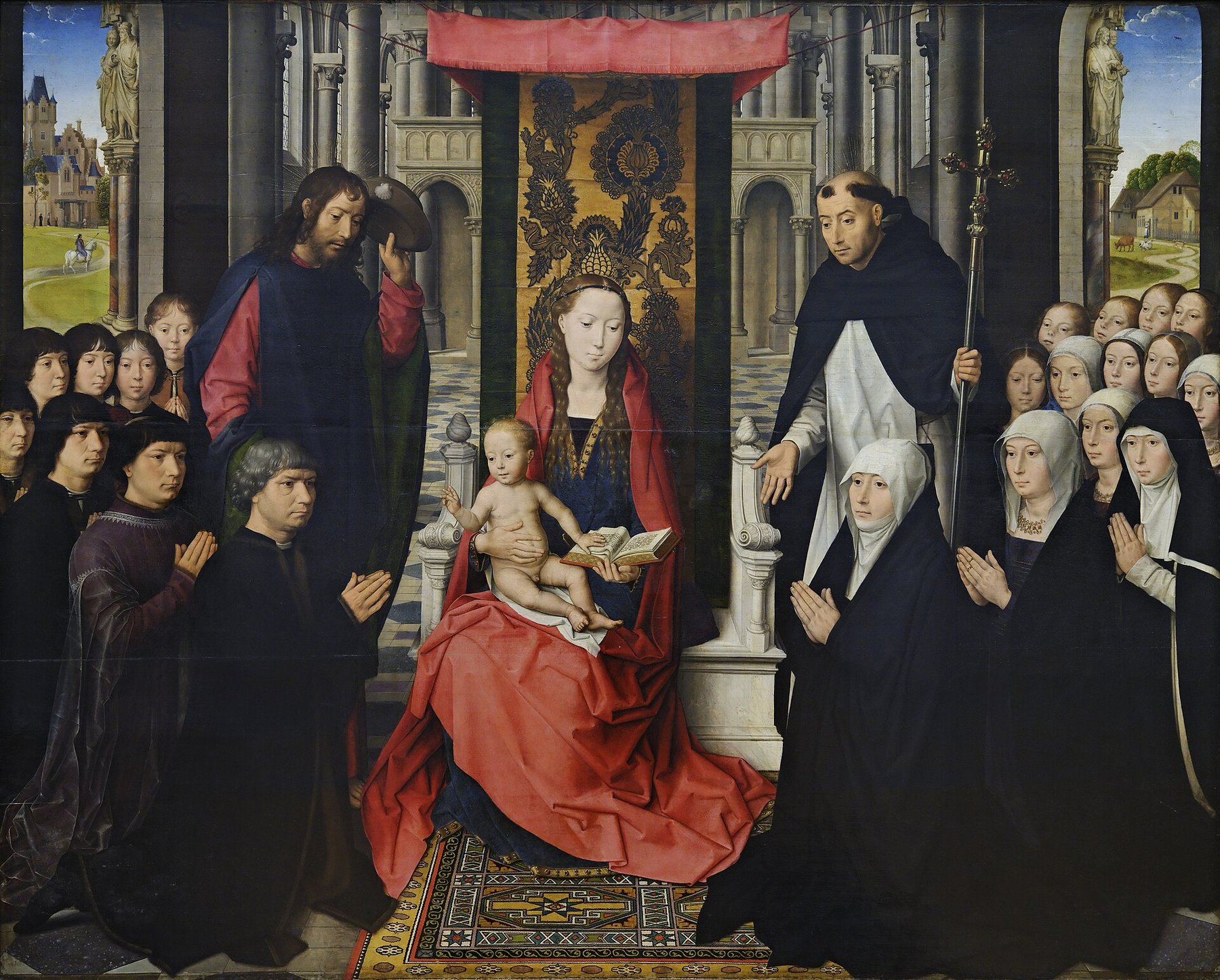 The Virgin and Child between Saint James and Saint Dominic by Hans Memling, 1488–1490, Musée du Louvre, Paris