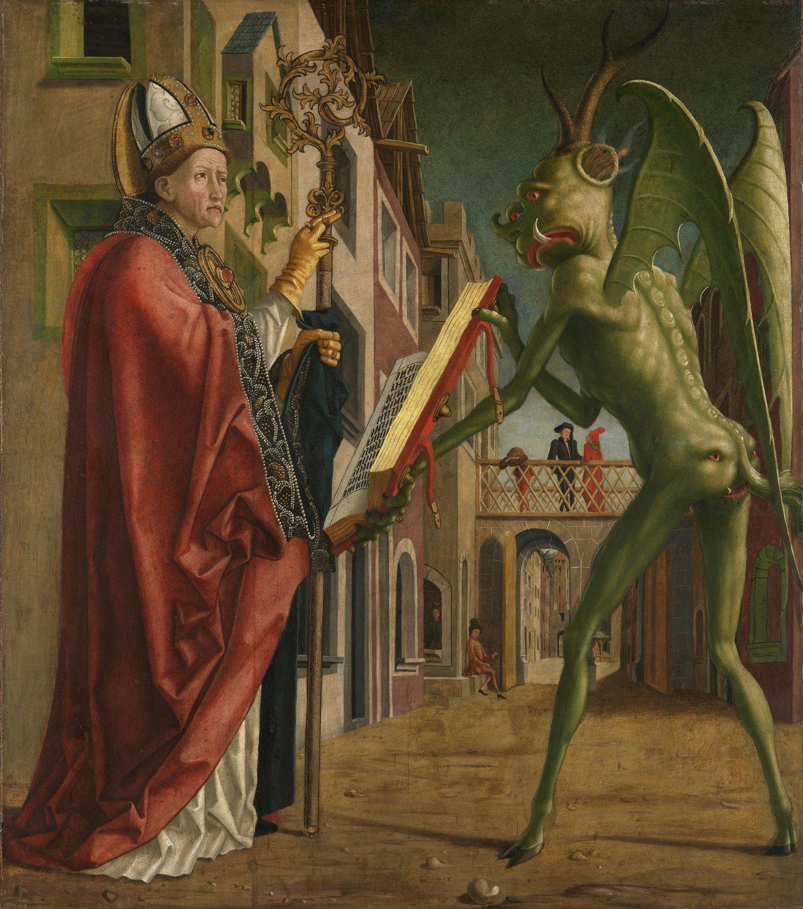 The Devil Presenting Saint Augustine with the Book of Vices by Michael Pacher, um 1480, Alte Pinakothek, Munich