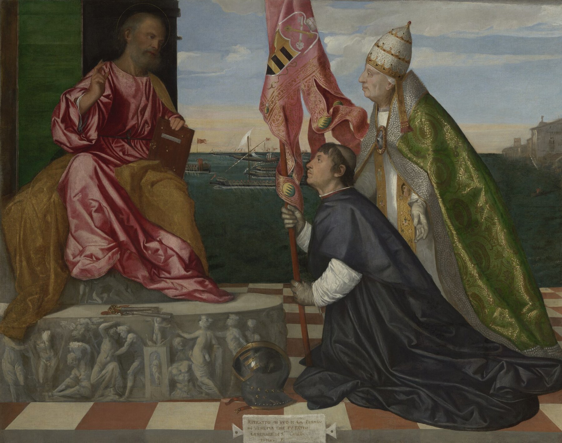 Jacopo Pesaro Presented to Saint Peter by Pope Alexander VI by Titian, c. 1503–1506, KMSKA, Antwerp