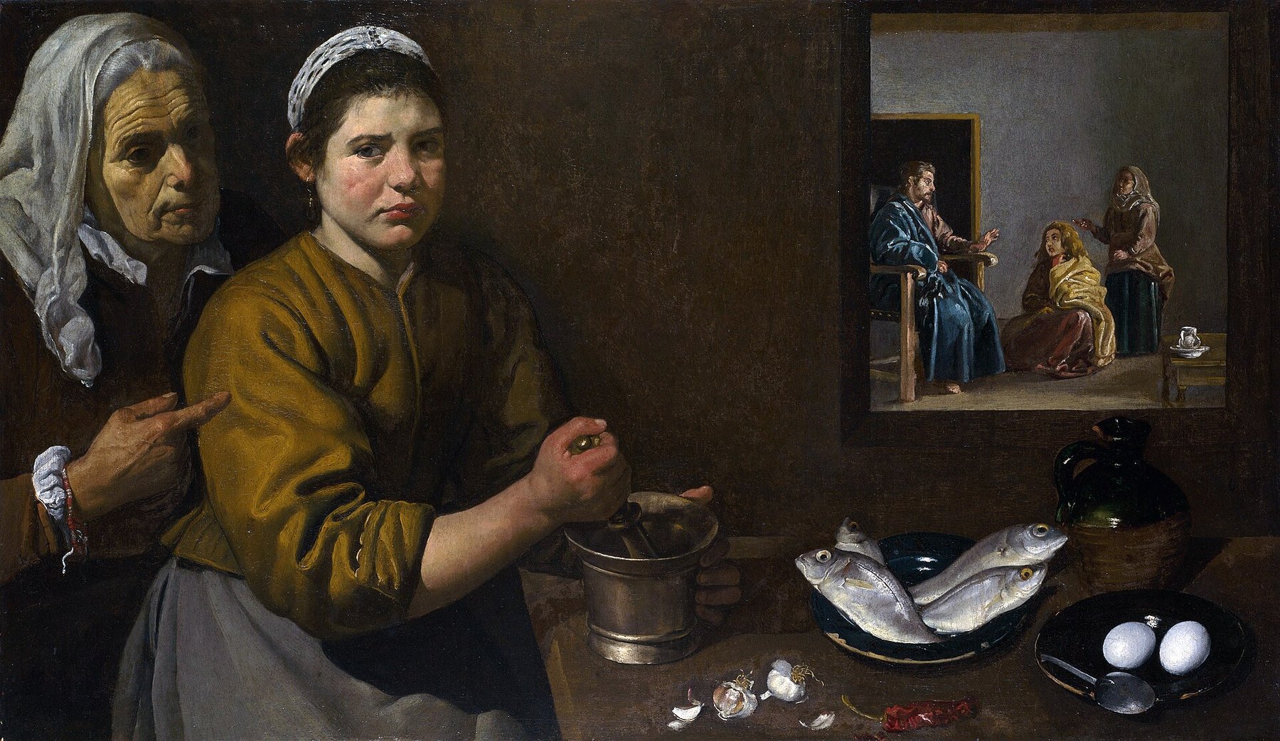 Christ in the House of Martha and Mary by Velázquez, 1618, The National Gallery, London