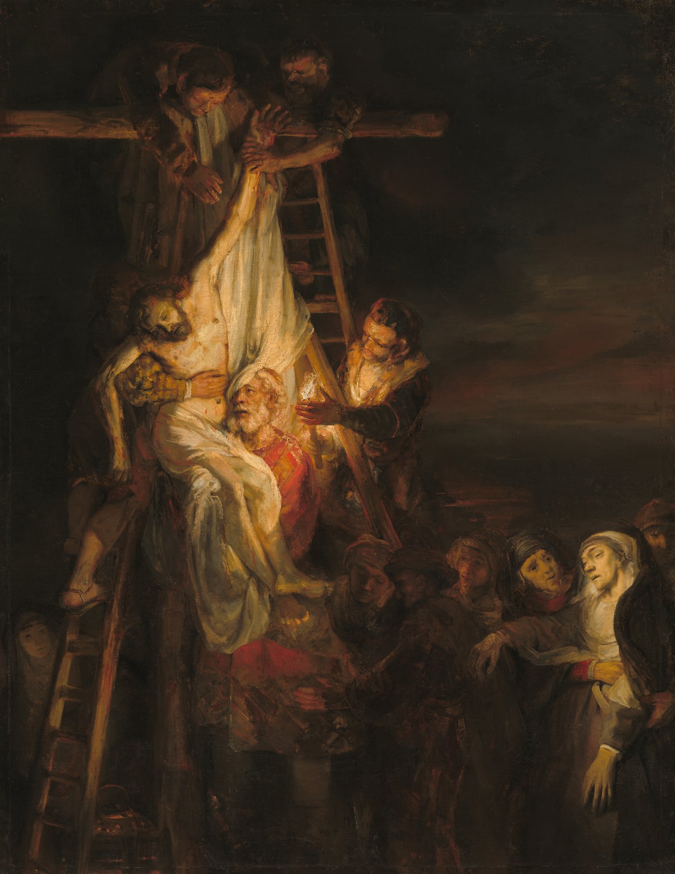 The Descent from the Cross by Workshop of Rembrandt (probably Constantijn van Renesse), 1650–1652, National Gallery of Art, Washington