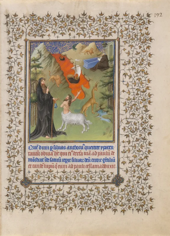 Saint Anthony Receives Directions from a Satyr by The Limbourg Brothers