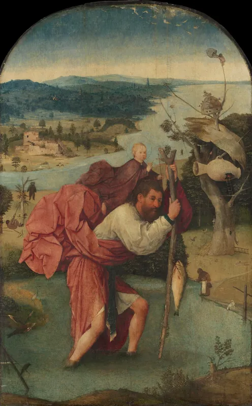 St Christopher Carrying the Christ Child — Hieronymus Bosch (Netherlandish, c. 1450–1516)