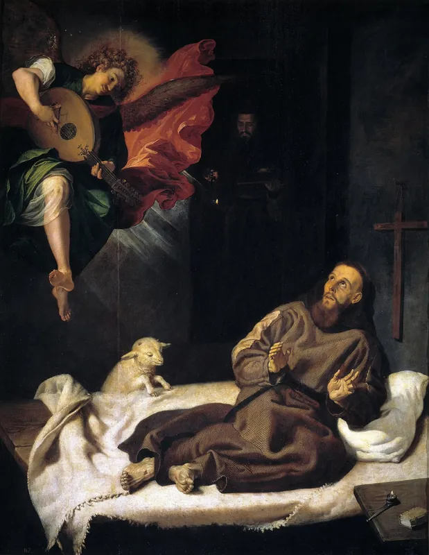 St Francis Comforted by an Angel (San Francisco confortado por un ángel músico) by Francisco Ribalta