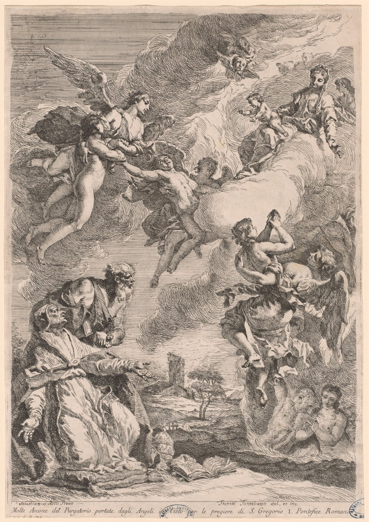Pope Gregory the Great and Saint Vitale Interceding for the Souls in Purgatory by Francesco Fontebasso, after Sebastiano Ricci, c. 1731, National Gallery of Art, Washington