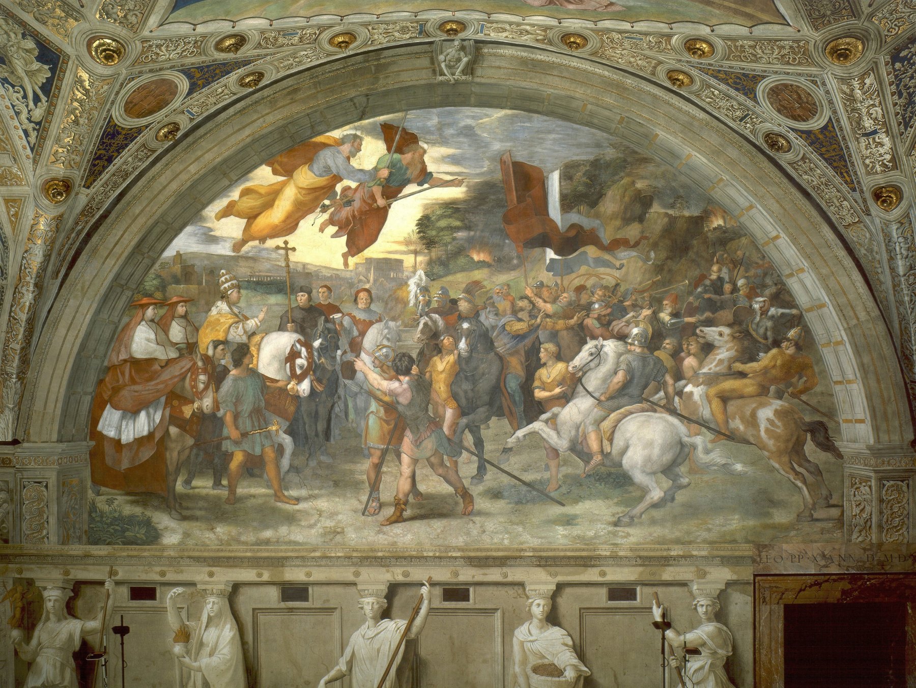 The Meeting of Leo the Great and Attila by Raphael and workshop, c. 1513–1514, Vatican Museums, Stanza di Eliodoro