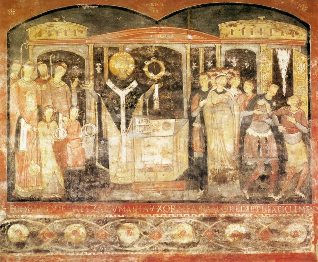 Saint Clement Celebrating Mass by Roman painter, late 11th century, Lower basilica of San Clemente, Rome